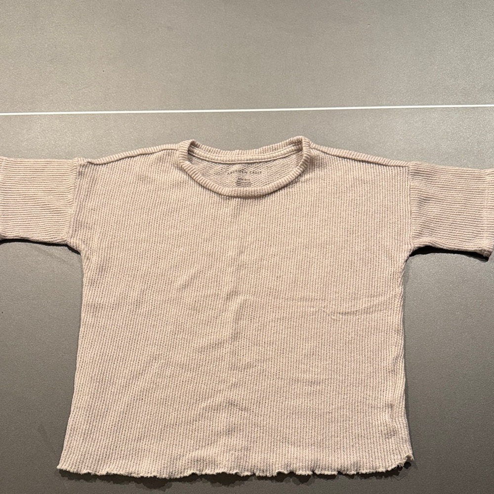 American Eagle Outfitters Ribbed Beige Long Sleeve Tee